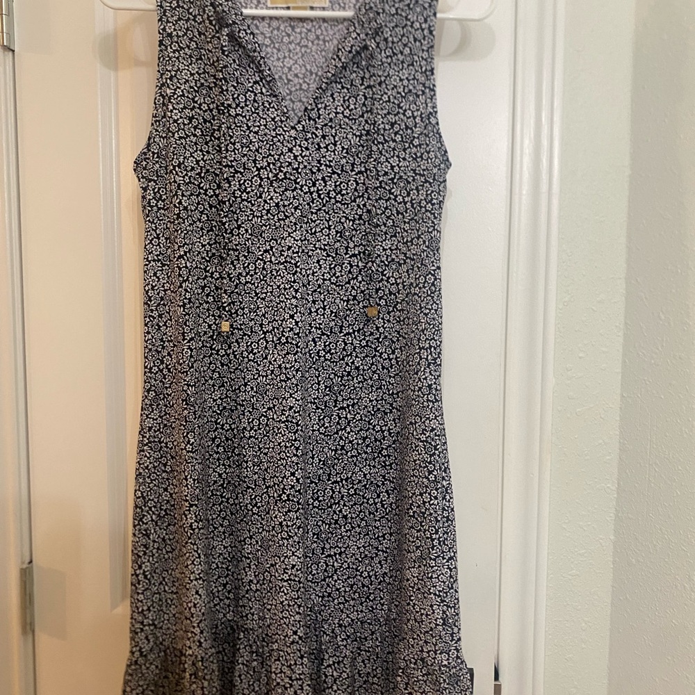 Michael Kors Black & White Sleeveless Midi Dress
